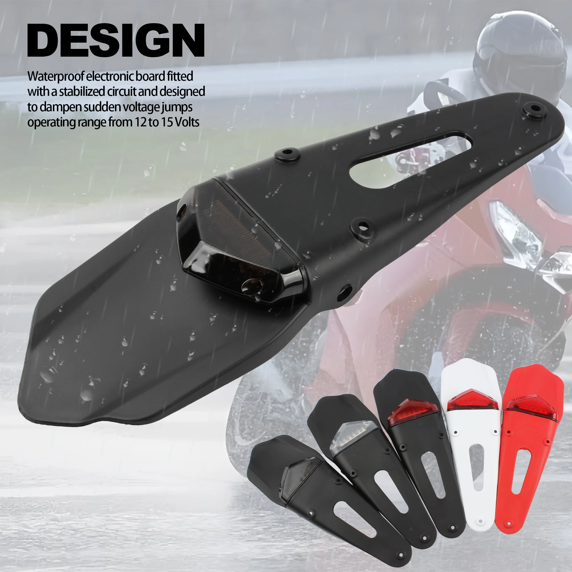 Motorcycle LED Lights Universal Tail Light Brake License Plate Lamp Motocross Rear Fender Integrated for Dirt Pit Bike