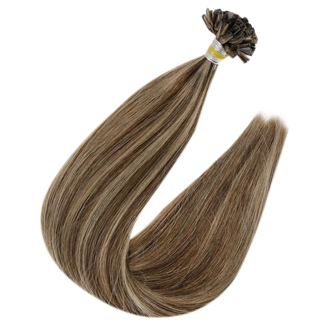 Full Shine U Tip Hair Extensions Natural Real Human Hair Pre Bonded Keratin Human Hair For Party - Image 4