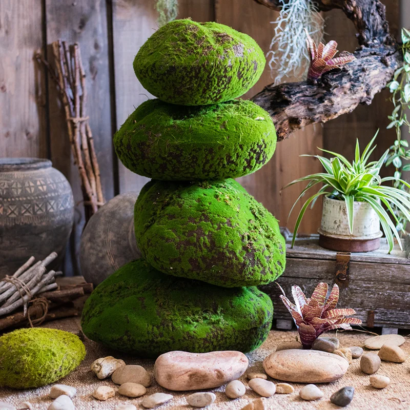 

Green Moss Grass Stone Decoration Flower Mud Mold Flower Arrangement Artificial Flower Decoration Wedding Landscape Props Forest