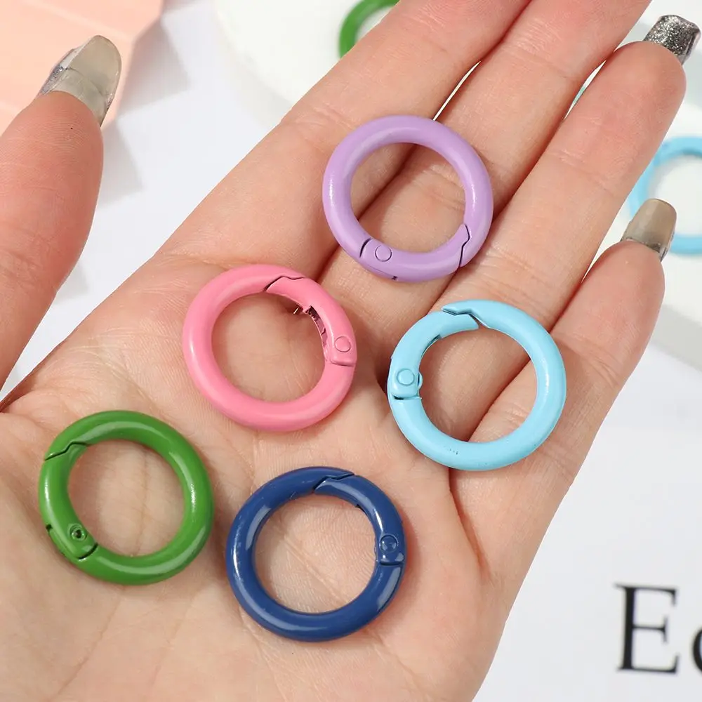 5pcs Zinc Alloy Plated Gate Spring O-Ring Buckles Clips Carabiner Purses Handbags Round Push Trigger Snap Hooks Carabiner