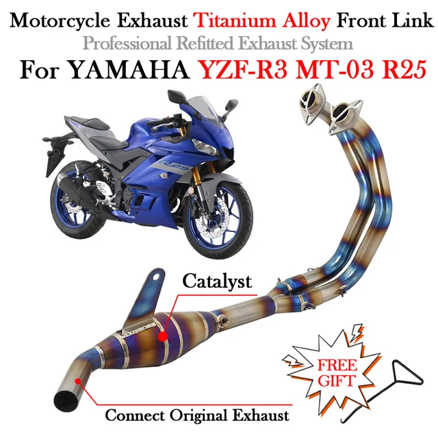 Motorcycle Exhaust Titanium Alloy Front Link Pipe Modify Escape Moto Muffler For YAMAHA YZF-R3 YZF-R25 R3 R25 MT-03 MT03 Slip On - - Racext 1