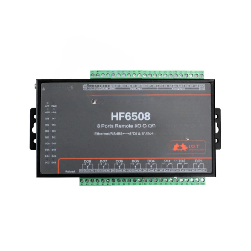 

Цифровой аналоговый с ИИ на RS485 Ethernet Wi-Fi последовательный сервер Modbus HF6508 8 удаленный контроллер ввода/вывода 8-канальное сетевое реле 8DI