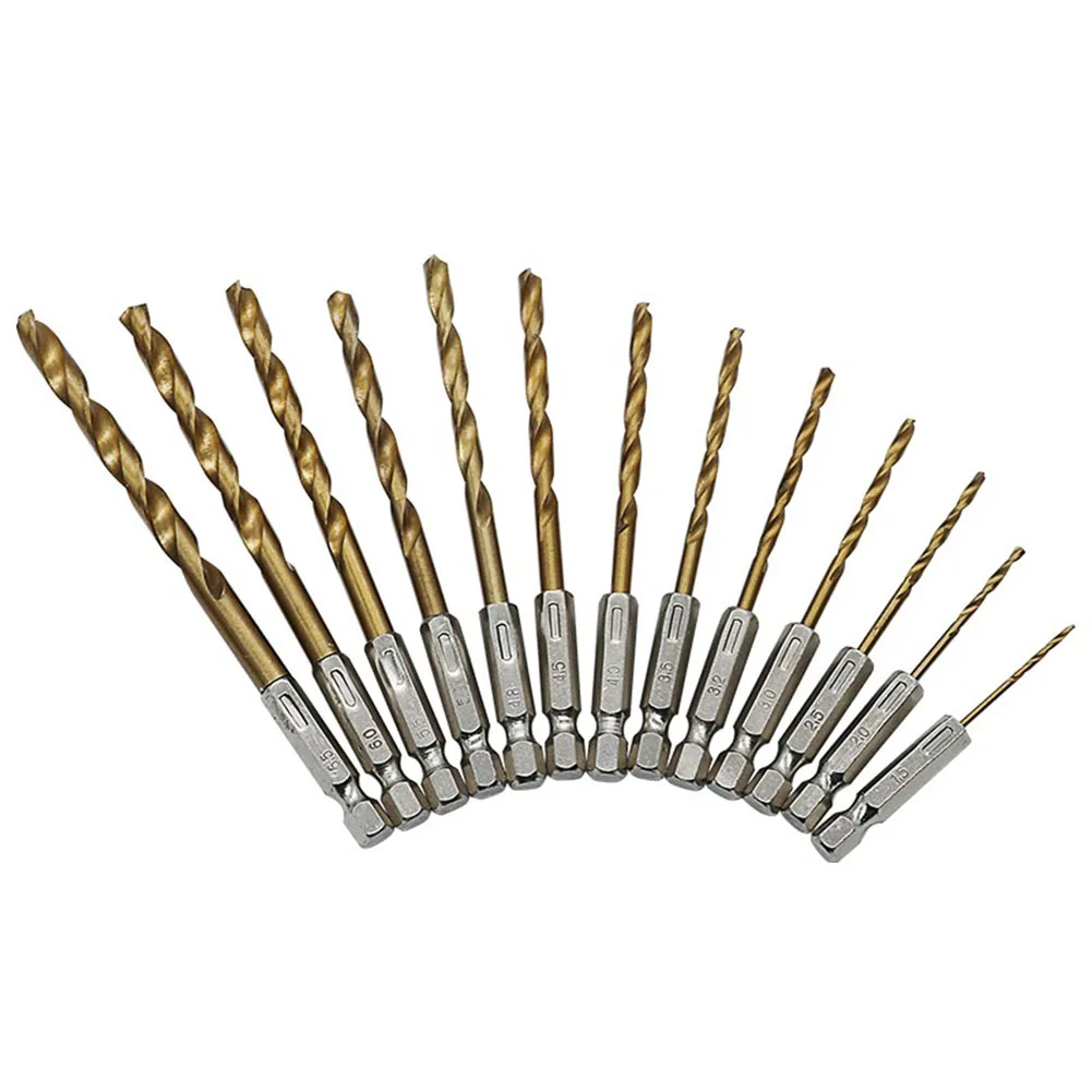 

Tool Drill Bits 1.5-6.5mm 1/4\\\" Hex Shank 13pcs/set Accessories Drilling Fittings For Wood Aluminum Replacement