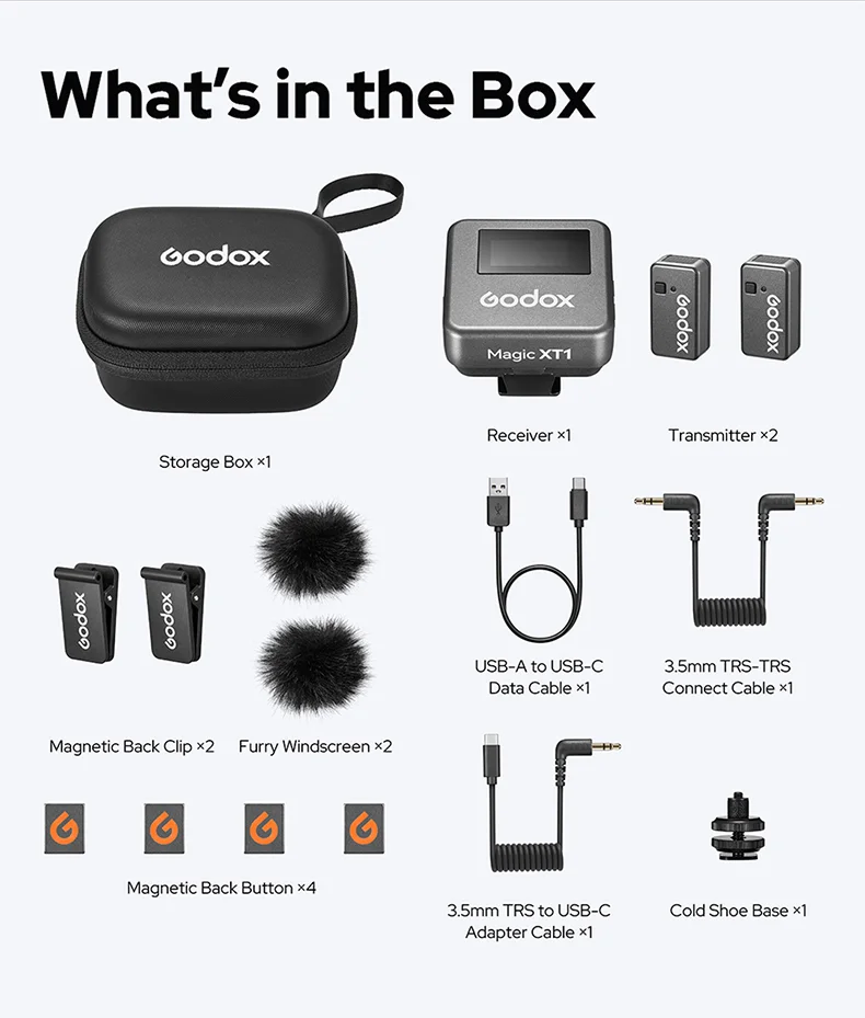 Godox-充電ケース付きワイヤレスラベリアマイク,カメラ用マイク
