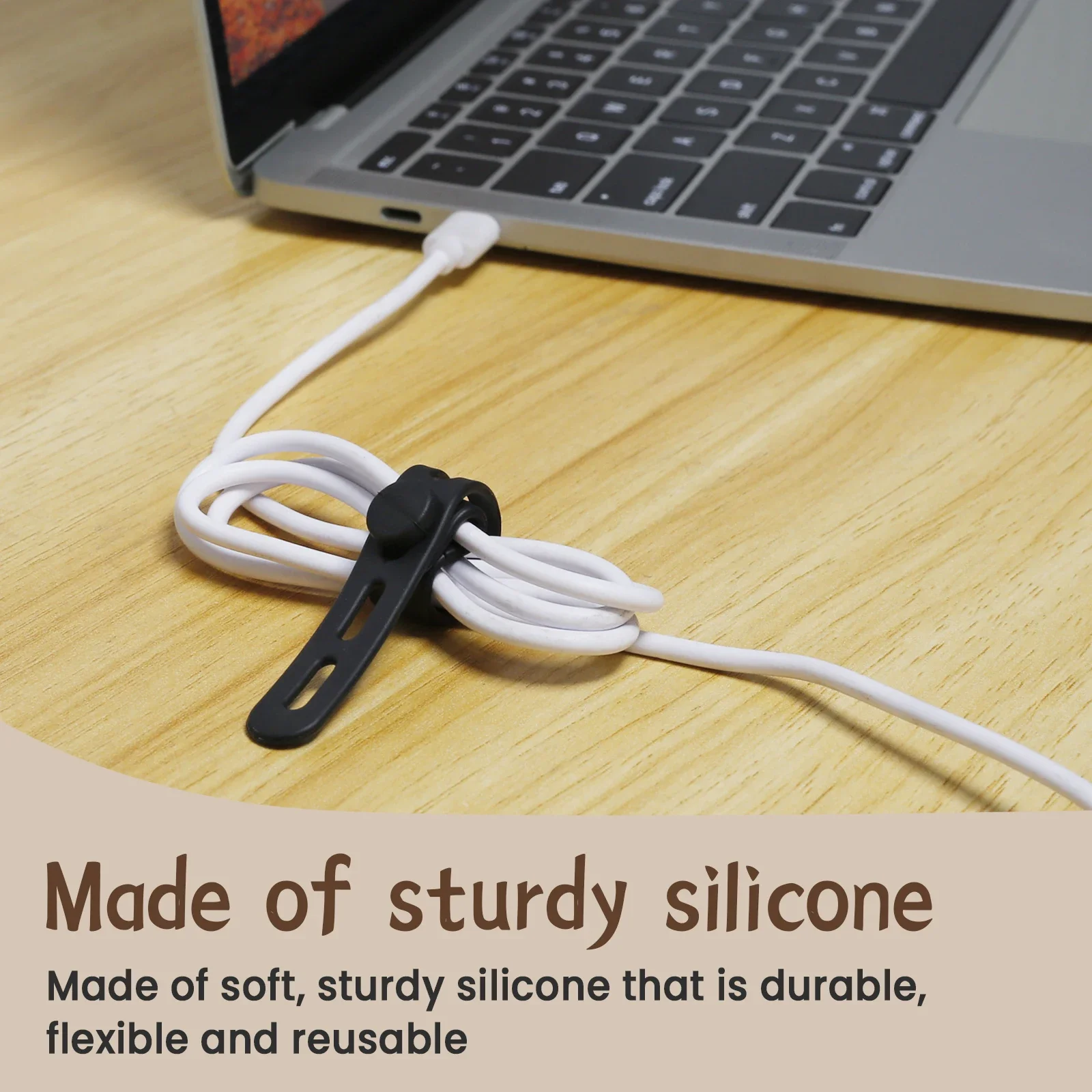 30Pcs Silicone Cable Ties Cord Organizer Adjustable Reusable Cable tie Straps Cable Management Organizer Fastening Cable Straps