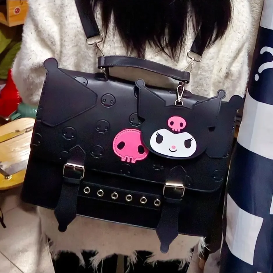 

Sanrio Kuromi Мультяшные сумки, модная сумка-мессенджер из искусственной кожи, Женская Повседневная сумка через плечо, милые студенческие сумки в японском стиле Y2k, подарки для девочек
