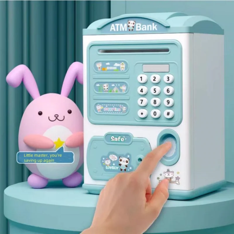 Coin deposit box Banknote fingerprint deposit box Electronic ATM Coin deposit box Cash safe Large space bank Children's password lock