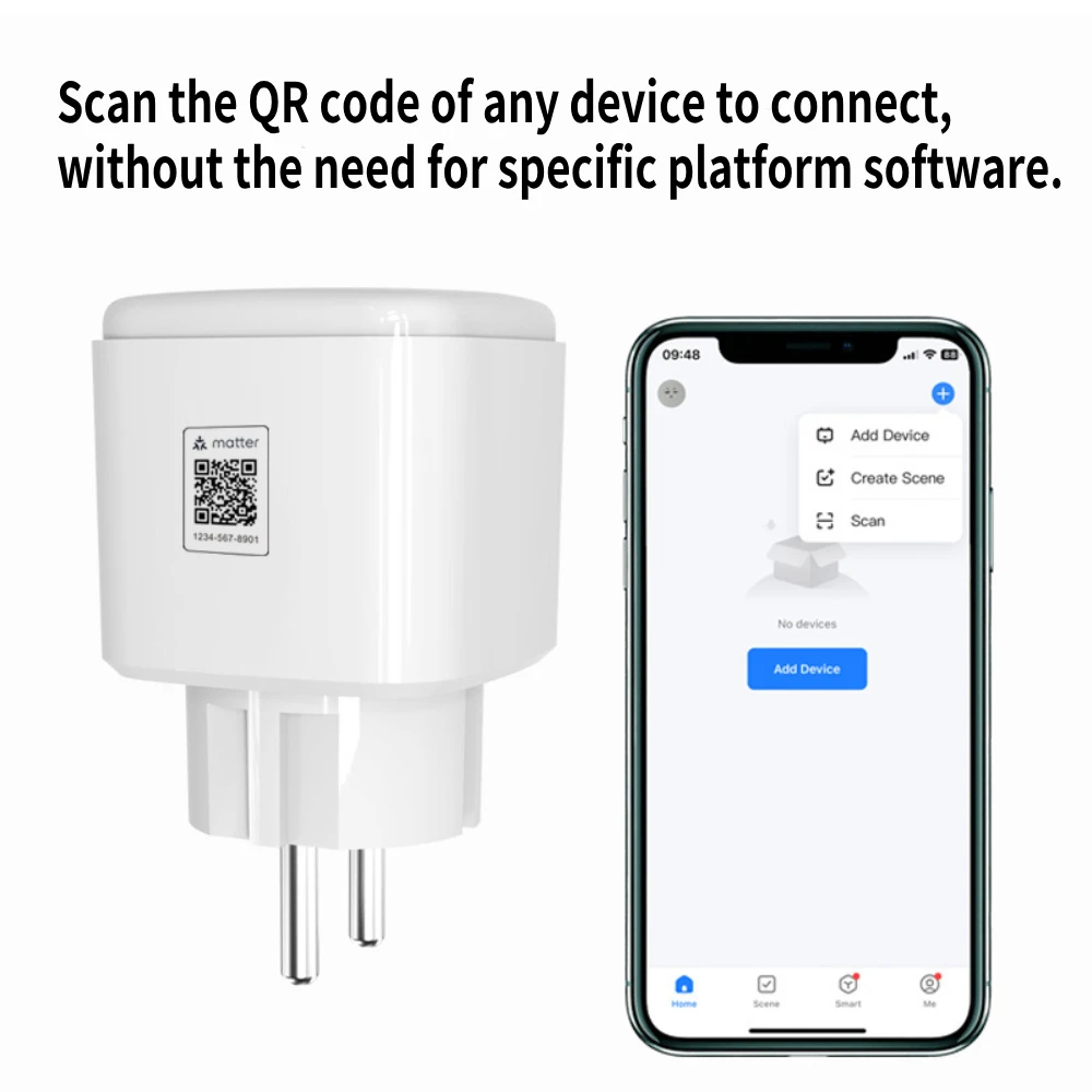 Matter WiFi enchufe inteligente 16A/20A UE enchufe inteligente extensión de enchufe de electrodomésticos para HomeKit SmartThing funciona con Alexa Google