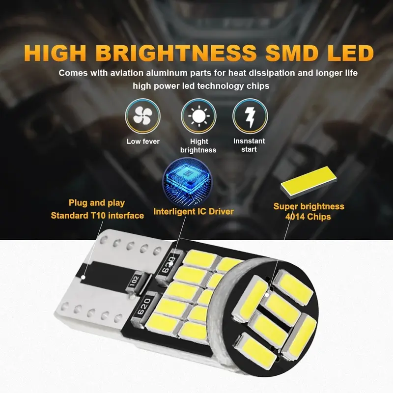 2/6/10/20/30/40/50pcs T10 W5W 194 501 Led Canbus No Error Car Interior Light T10 26 SMD 4014 Chip Pure White Instrument Lights B - Image 2