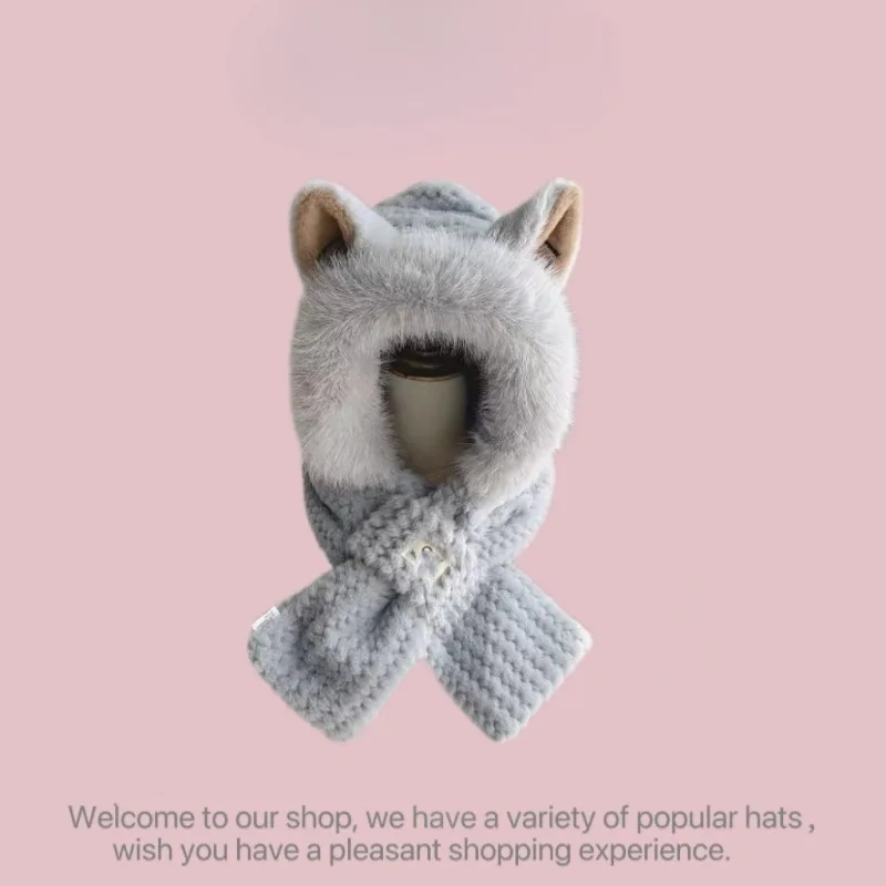 3-in-1 Thermal Earflap Hood Scarf - Windproof Fleece - Lined Neck Gaiter & Beanie  for  Cycling  &  Daily  Winter  Wear