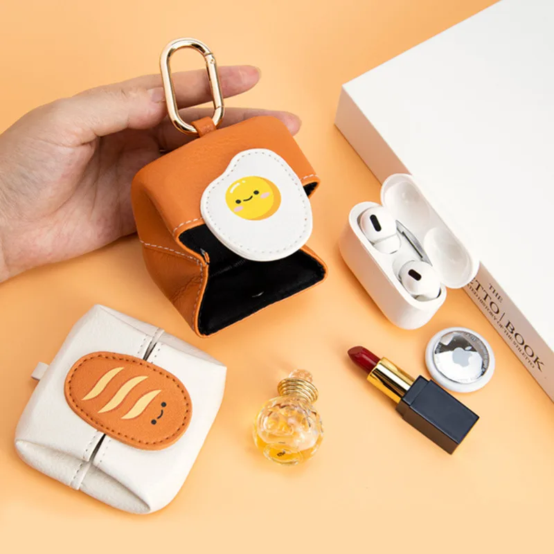 Cute Cartoon Earphone Bag Pendant Microfiber Leather Mini Lipstick Storage Bag Coin Wallet Multifunctional Student Wallet