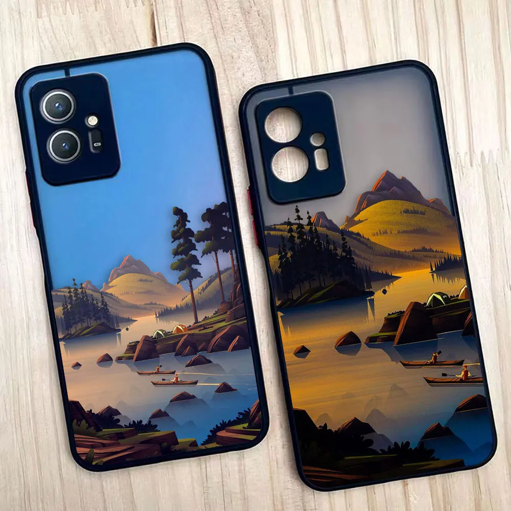 

Matte Phone Case for VIVO Y77 Y76 Y73 Y72 Y71 Y53 Y52S Y50 Y35 Y22 Y21 Z1 4G 5G Case Sell Landscape Sunrise Sunset Hand-painted