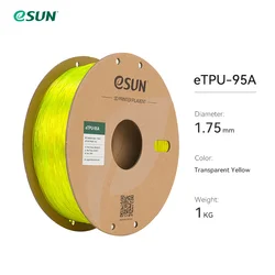 Premium Flexible TPU 3D Printing Filament - 1.75mm, 95A, 1KG Spool (Transparent Yellow)