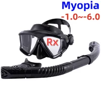 Optical Myopia Snorkel Set Diving Mask Nearsighted Swimming Goggles Short Sighted Panoramic Wide View Adults Youth -1.0To-6.0 1