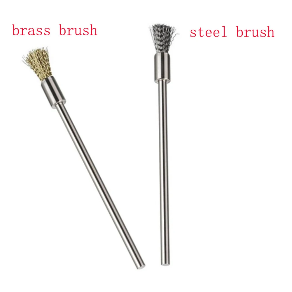 1set Brushes 3mm Shank For Cleaning Deburring Stainless Steel Mounted Abrasive Polishing Wire Wheel Pencil Brushes