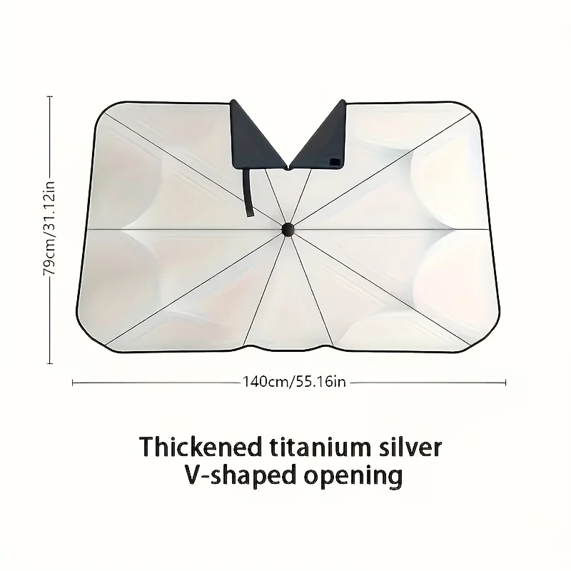Nuovo Parasole Auto Migliorato, Copertura Parabrezza a Specchio a V, Ombrello Riflettente Anti-UV/Calore, Ripiegabile Rapidamente - Image 2