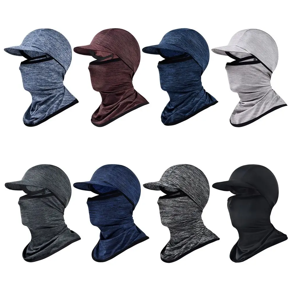 Summer Ice Silk Face Sunscreen Hat Seamless Scarf Breathable Face Neck Cover Motorcycle Riding Sun Protection Cover with Brim 5