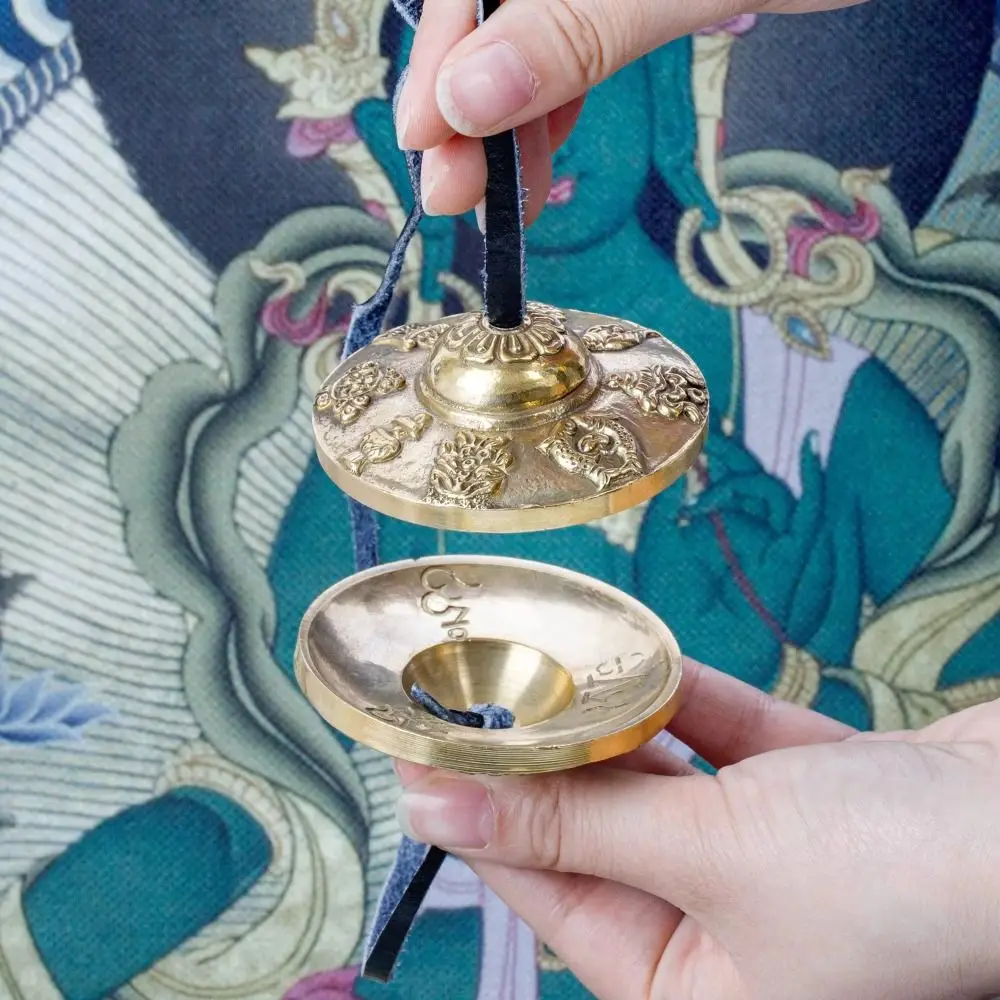 Handcrafted Tingsha Cymbal Bell Brass The Eight Auspicious Symbols Tibetan Tingsha Cymbals Spiritual Healing Mindfulness