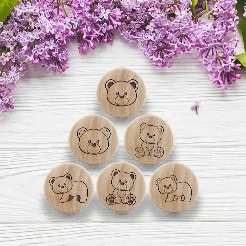 Simpatico Orsetto Con Manopola Incisa In Legno Boho Nursery Drawer Pull Pomello Per Porta Rustico Nature Wood Cabinet Tira Maniglie Per Mobili