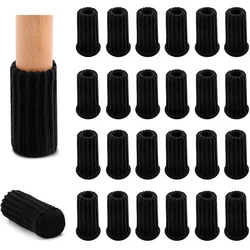Furniture Feet Knitted Anti - Slip Floor Protectors - 24 Piece Set (24Pcs Black)