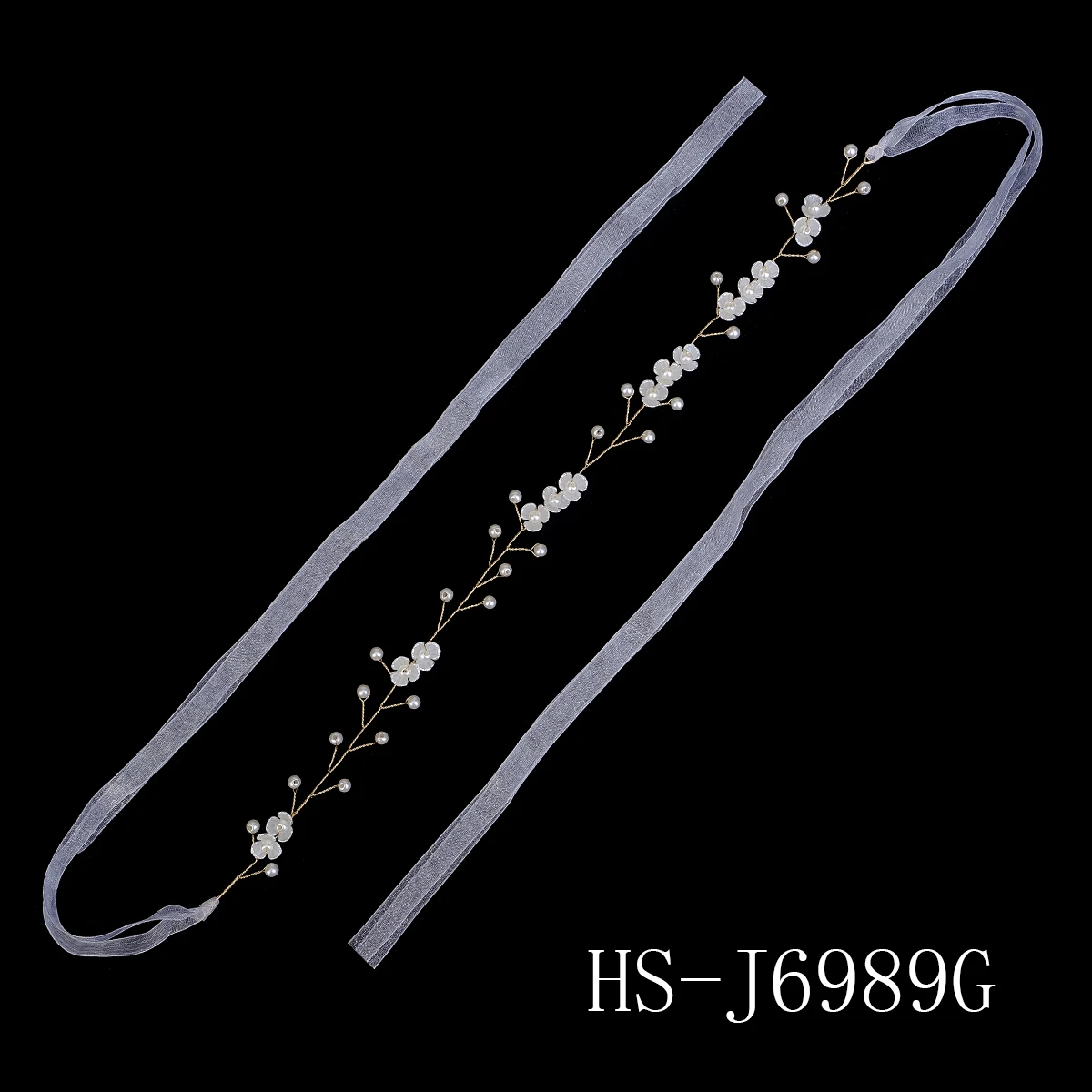 Gold Pearl Flower Hairband Fashion White Acrylic Handmade Beaded Headband Princess Prom Party headdress Costume Accessories