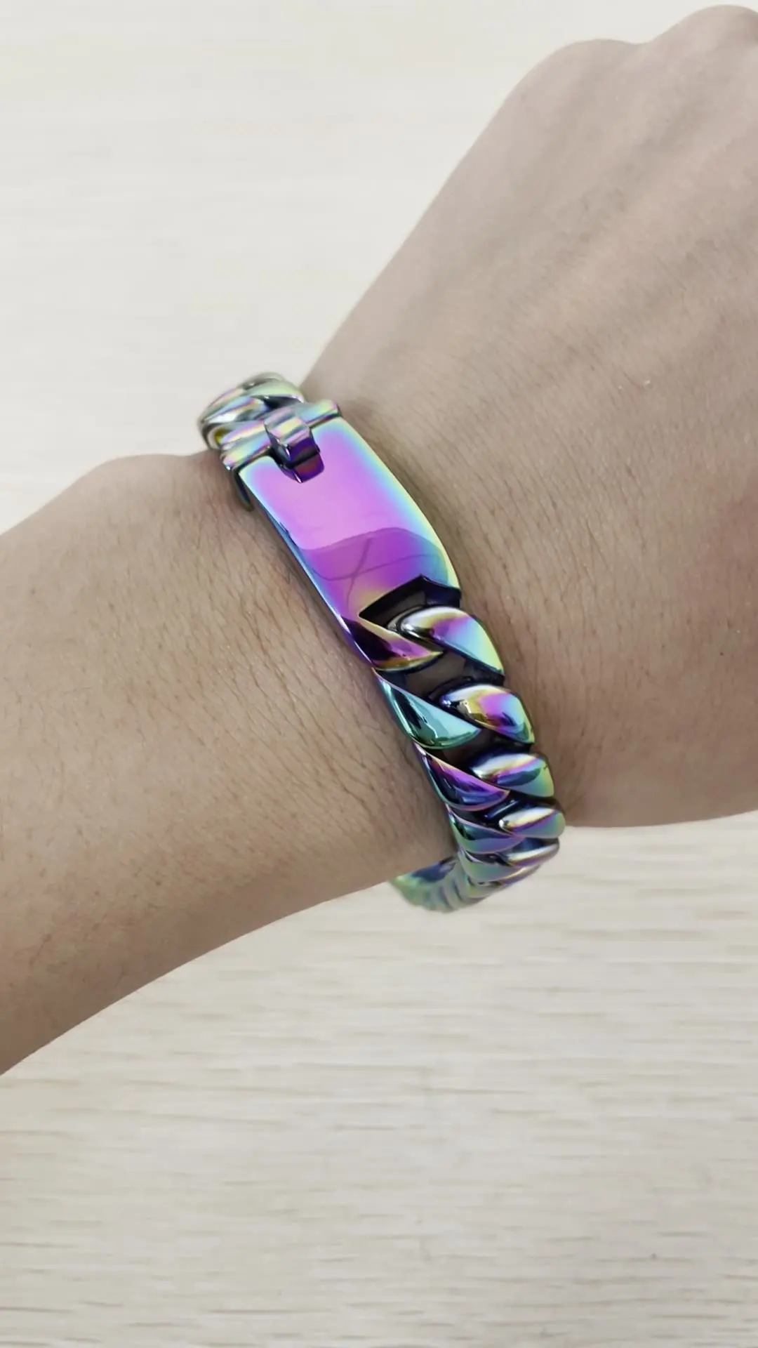 Bracciale Uomo Cuban Link Turchese - Acciaio Inox 316L, Catena Hip Hop Bangle, Regalo Uomo