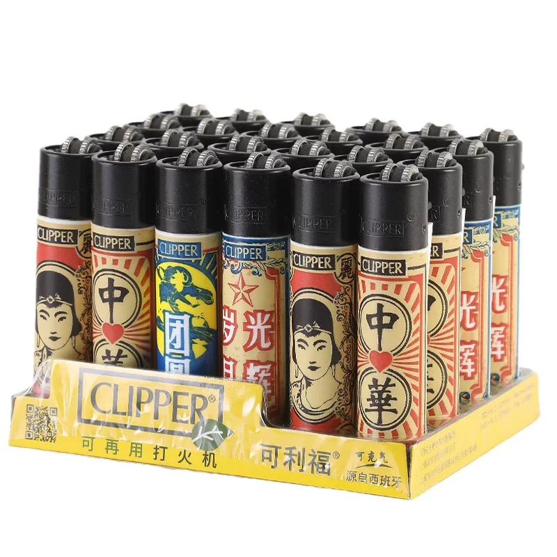 Clipper Lighter Grinding Wheel Lighter Unique Pattern Cyclic Inflatable 24 Pcs Smoking Accessories Men'S Gift