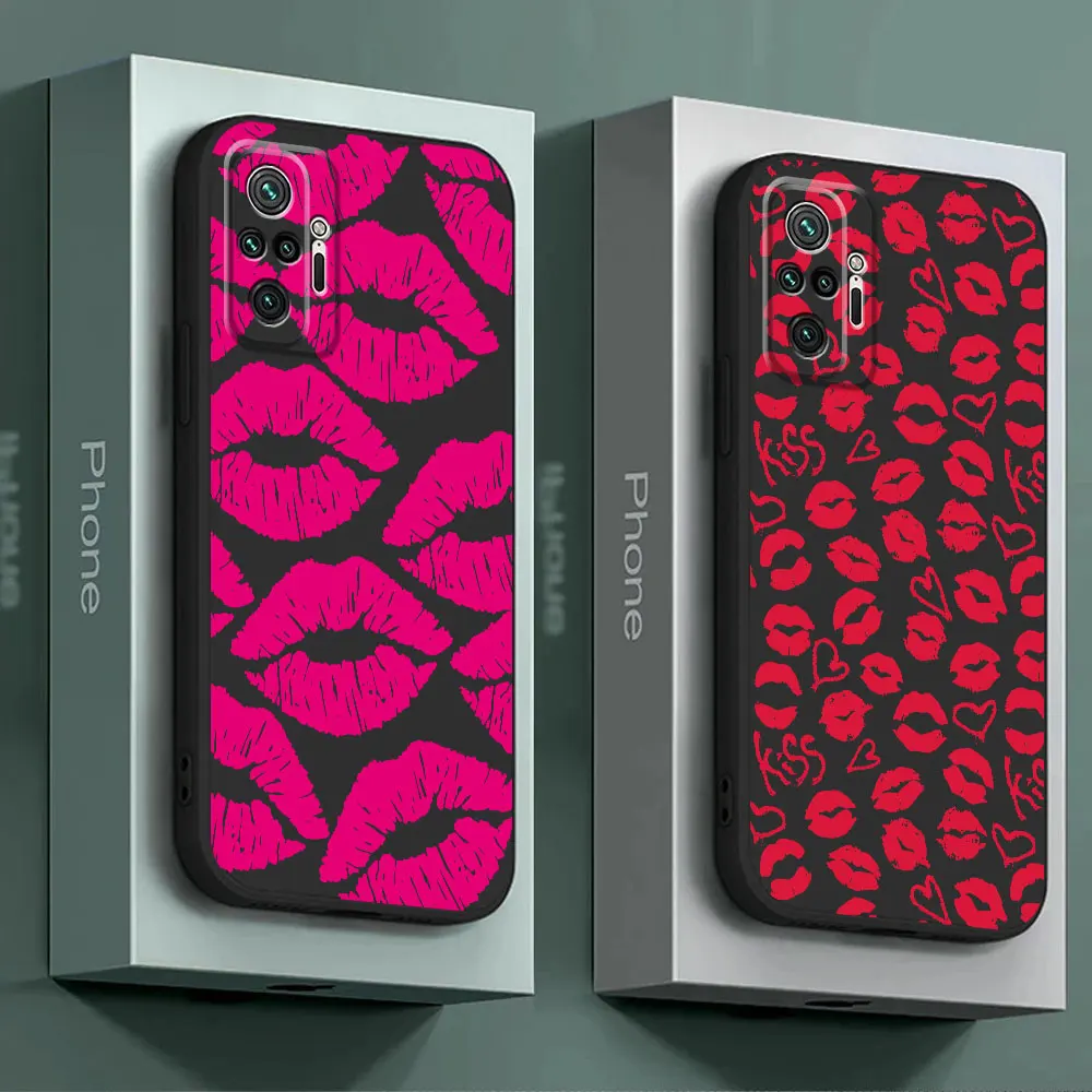 Sultry Lips Silicone Case - Sexy Girl Red & Black Design