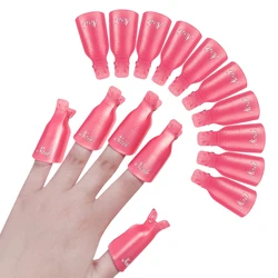 10 Colorful Acrylic Nail Cap Clips for Manicure and Nail Polish Removal (10Pcs Pink)
