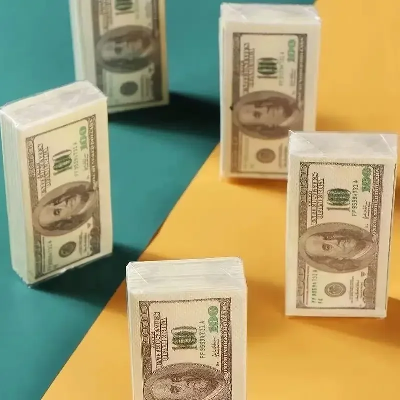 Creative Simulation Dollar Printing Paper Towel Handsheet Paper Raw Wood Pulp Napkin Portable Handsheet US Dollar Napkin