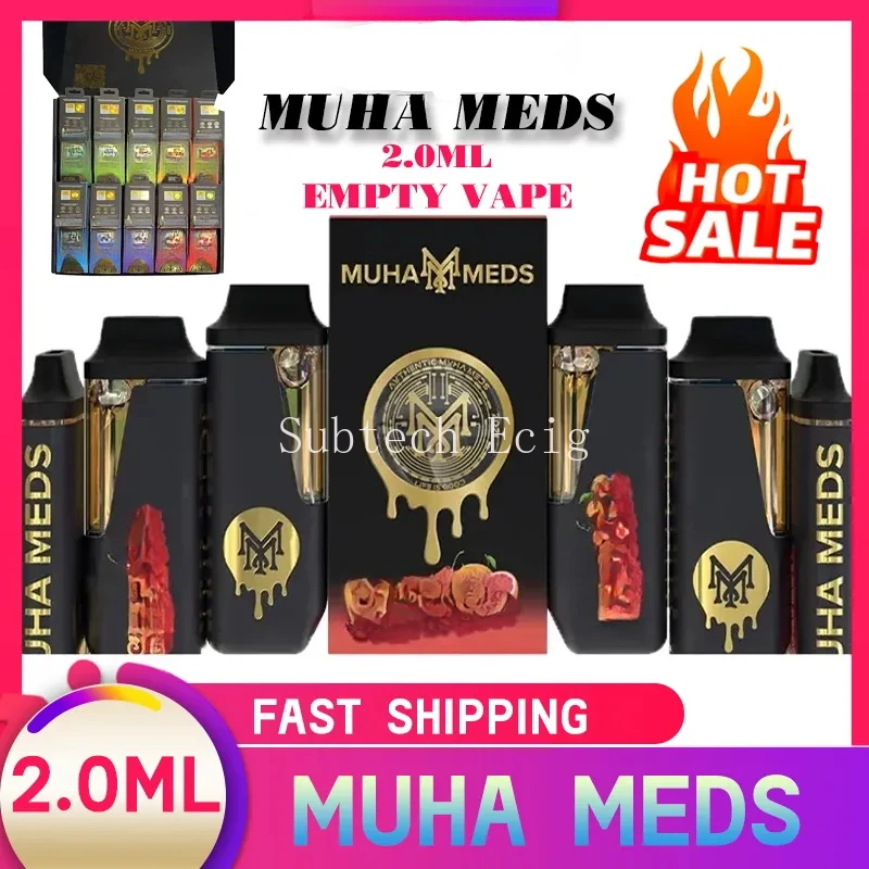 10pcs Muha Meds Vape Pens Empty Pod Rechargeable 2ML Vapes Cartridge 320mAh Battery Ceramic Coil Vaporizer with Boxes Packing