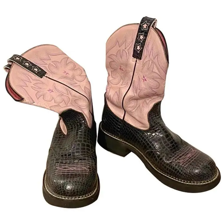 

Spot Niche Design Sense Mid Length Boots Western Denim Boots V-Necked Martin Boots High Length Knight Boots Women's Summer Boots