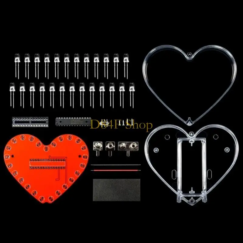 D84F DIY Heart Shaped RGBs LED Soldering for Students and Beginner for Valentines Day and Mother Day Handmade