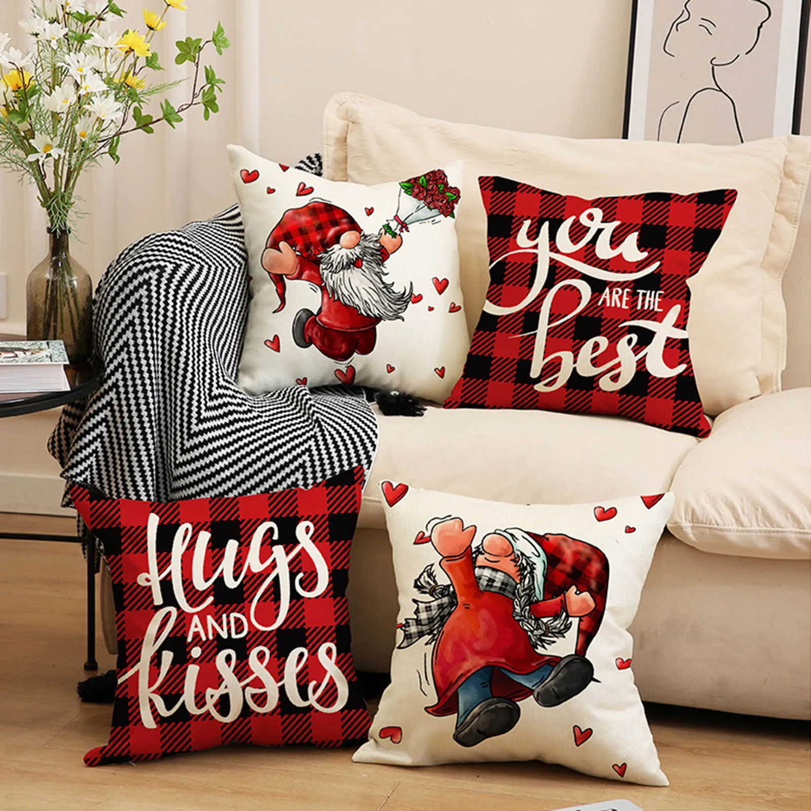 

Valentine Day Gift Pillowcase Dwarf h Digital Printed Household Linen Couch Pillows with Covers Small Pillows Decorative