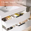 30" Bathroom Vanity with Sink, Floating Wall Mount, Soft-Close Function, Grooved Stripe Design, Hidden Damping Drawers (White) 5