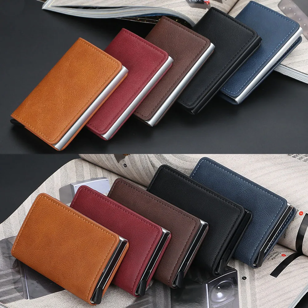 1Pcs Multifunctional Mini Card Holder, Lychee Pattern Pu Leather, 7 Card Slots + Bill Compartment, Compact and Portable Daily Card Holder, Business Simple Gift