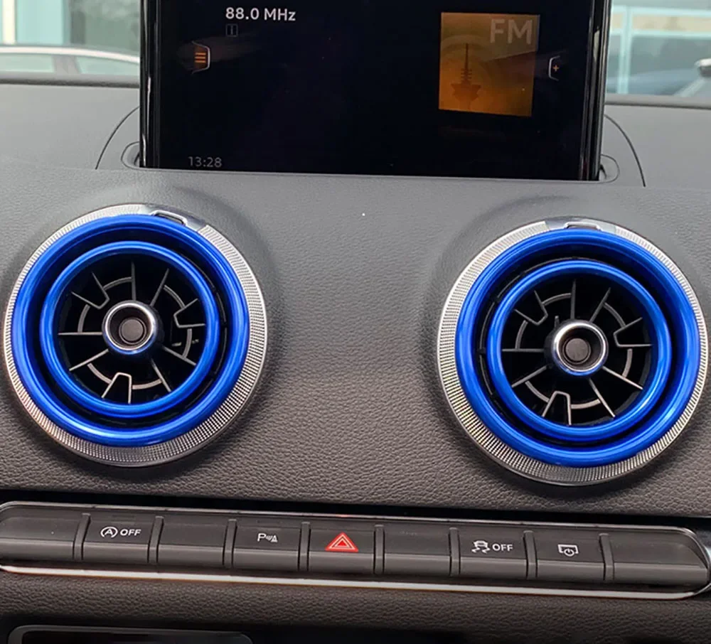 

Автомобильная наклейка из алюминиевого сплава, инструменты, крышка воздуховыпускного отверстия, наклейки, декоративное кольцо для Audi A3 S3 Q2, автомобильные аксессуары для интерьера, товары