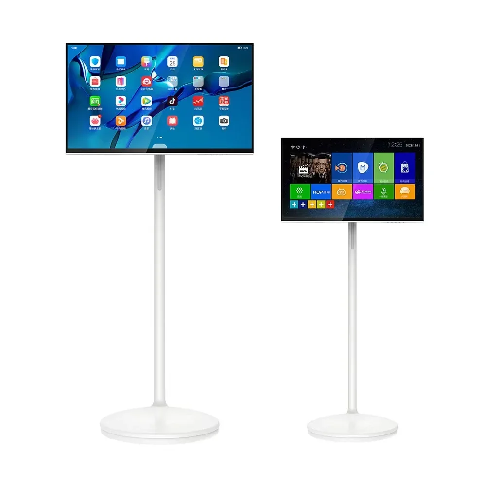 Smart 21.5 Inch Portable TV Stand Rechargeable 360 Rotating Feature Wireless Television Display Touch Screen Mobile Display