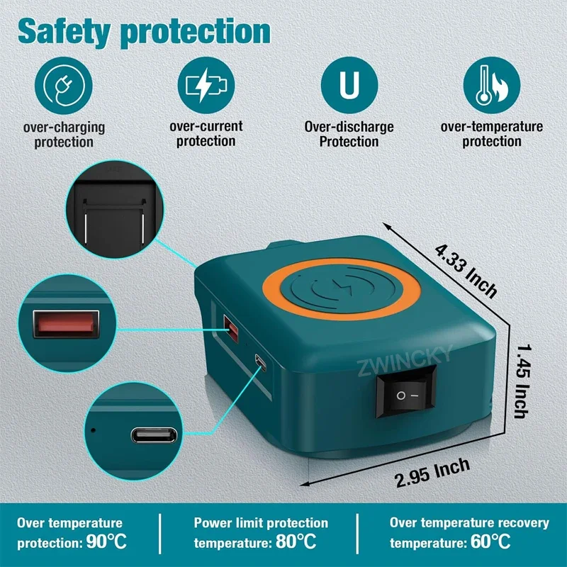 Magnetic Wireless Charger with USB/Type-C Fast Charging Adapter
