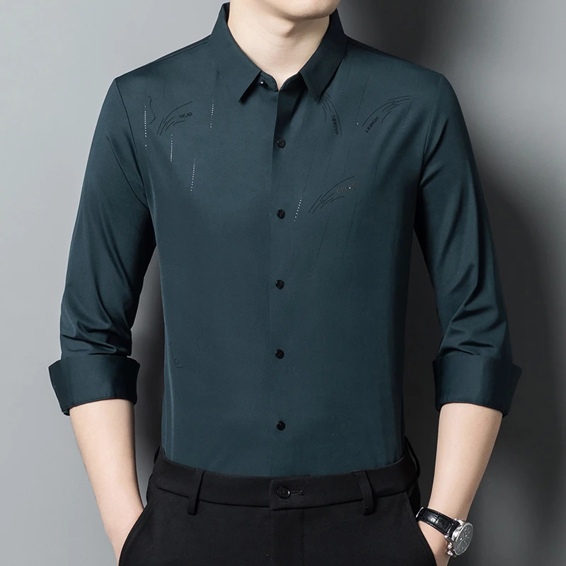 

Рубашка мужская из натурального шелка, с длинным рукавом и принтом