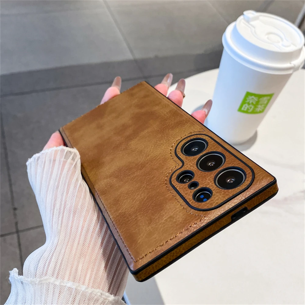 Luxury Matte Retro Leather Case with Camera Protection and Shockproof Soft Bumper – Business Edition