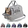 [Portable Cat Carrier] Large Portable Cat Carrier with Plush Mat | Breathable Travel Bag, Ventilated Mesh, Secure Straps for Car