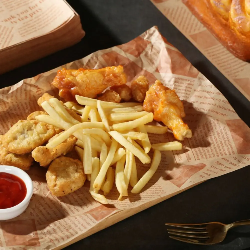 500Pcs Non-stick Oil-Proof Wax Paper Tear-resistant Waterproof Baking Paper Vintage Disposable Food Wrapper Paper