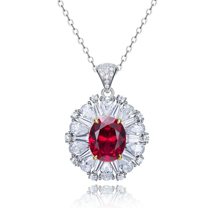 

Серебряное Ожерелье S925 с рубином, ожерелье 9*11, Женская цепочка на ключицу, модное универсальное ожерелье, ювелирные изделия