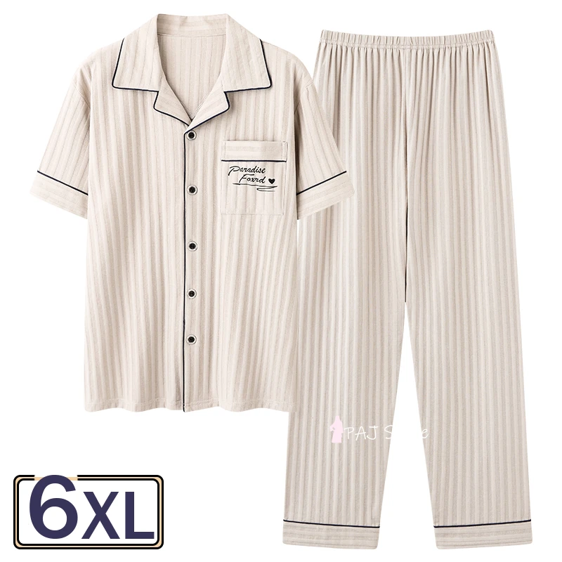 Oversized Summer Men's Pajamas Sets Sleepwear Pajama Turn Down Collar Nightwear 6XL Home Clothes Pijama Pyjamas Sleep Tops Pjs men's pajama sets