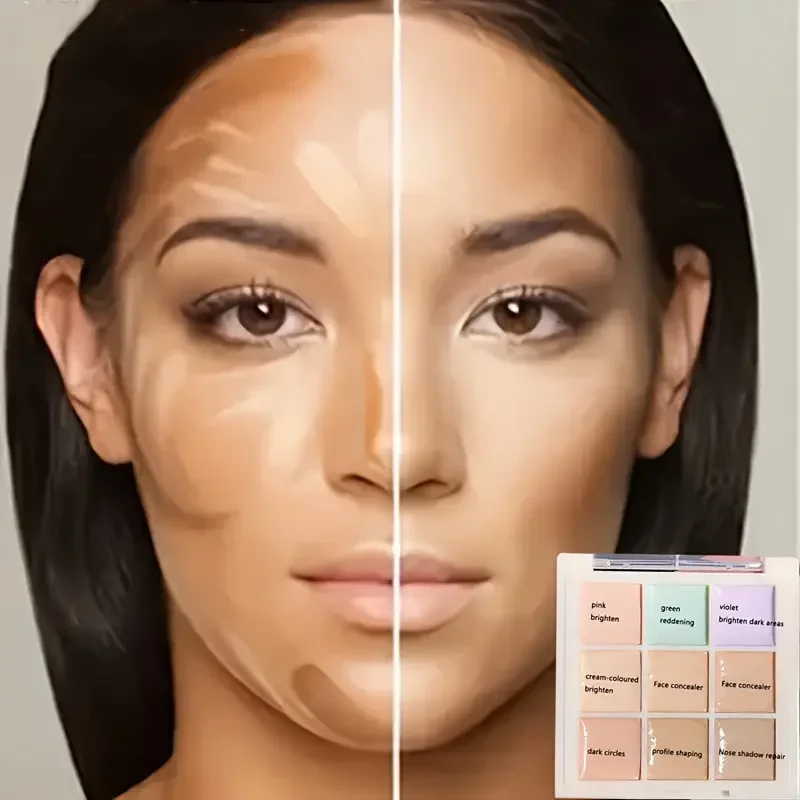 Nine Tone Concealer 9-color Concealer Palette Waterproof Sweatproof Concealer Cover Spots Acne Dark Circles Color Correction Cream Korean Makeup