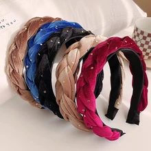 

Fashion Ladies Hair Accessories Retro Polka Dot Velvet Twist Headband Woven Headband Velvet Twist Hair Hoop Hair Accessories