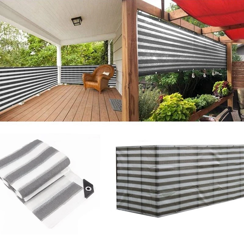 Grey White Stripe Fence Net Balcony Privacy Screen Nets Stair Rail