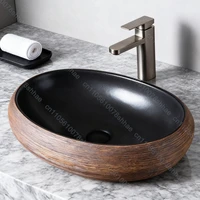 อ่างล้างหน้าเซรามิกวินเทจสำหรับห้องน้ำ อ่างล้างหน้าแบบเรโทรศิลปะ อ่างล้างหน้าแบบวางบนเคาน์เตอร์ อ่างล้างหน้าเซรามิกพอร์ซเลน อ่างล้างหน้าแบบวางบนเคาน์เตอร์ 2