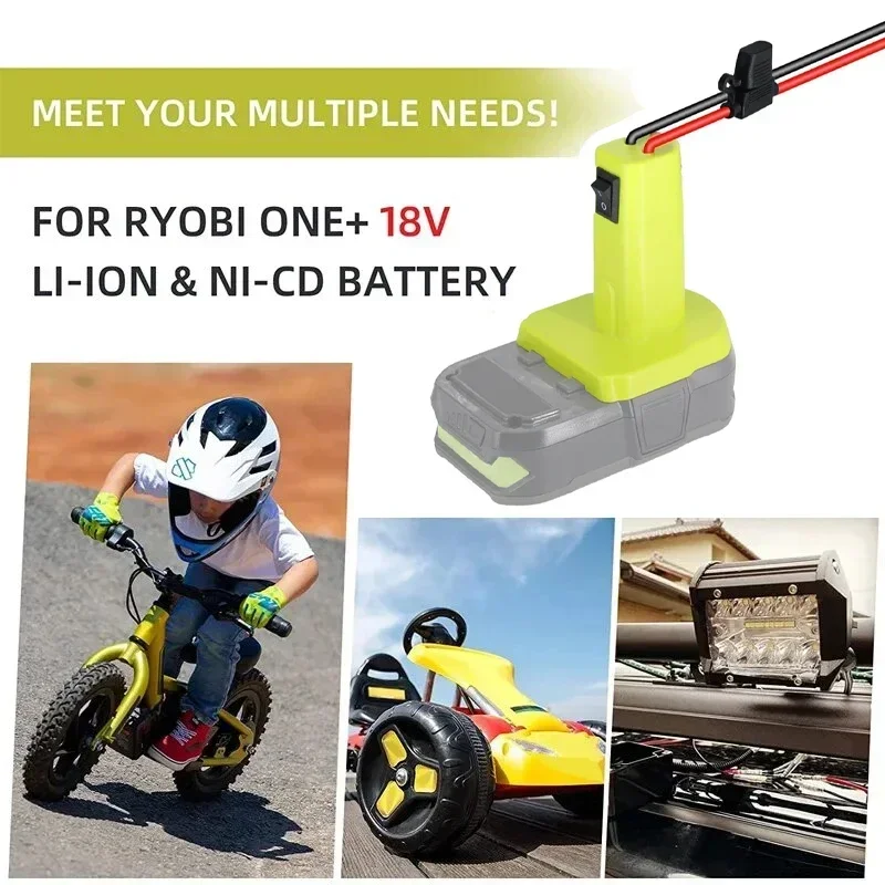 

with Fuse Switch DIY Adapter for Ryobi 18V Battery for Robotic RC Car Toy 12 AWG Power Wheels for Nimh/Nicd/Li-ion Battery